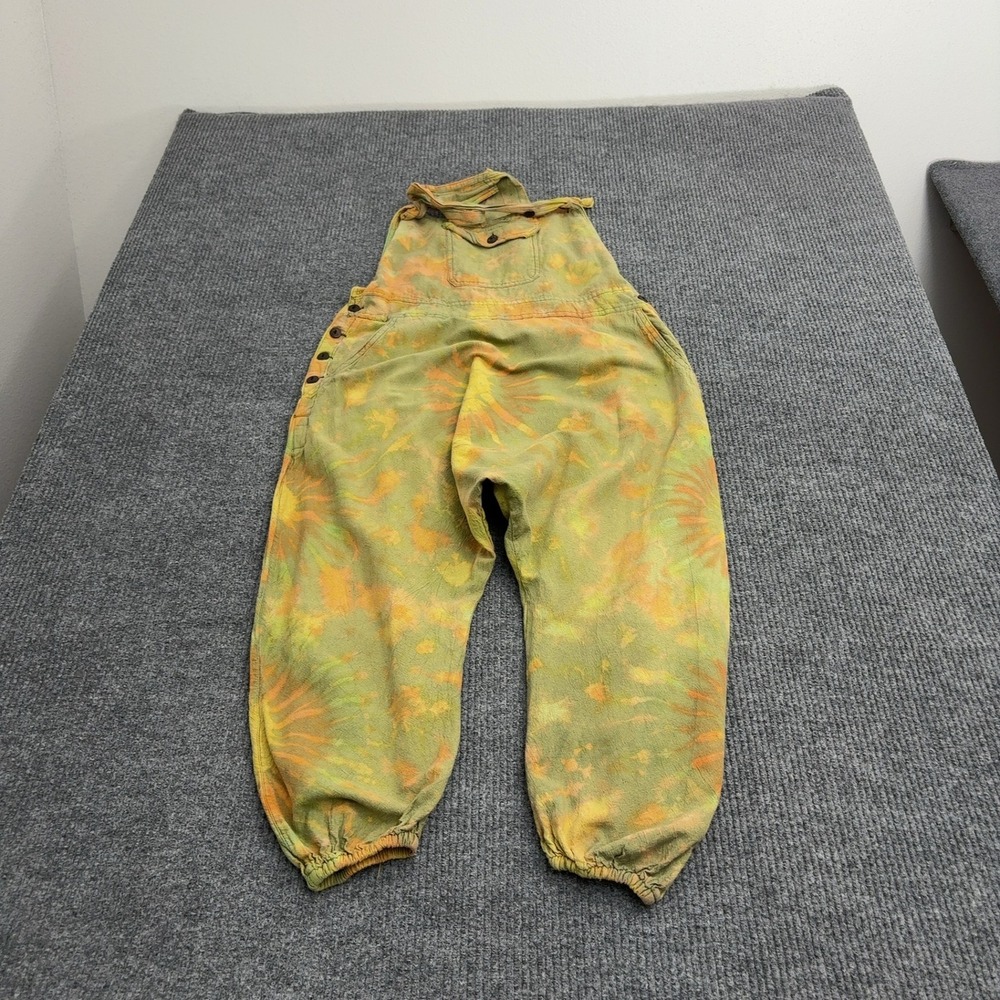 Vintage Overalls Womens M Green Cotton Tie Dye Harem Boho Hippie Style